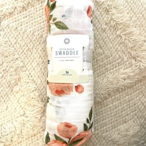 Little Unicorn Muslin Swaddle Watercolor Roses NWT